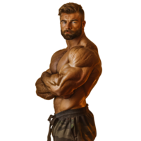 Body builder man on transparent background png