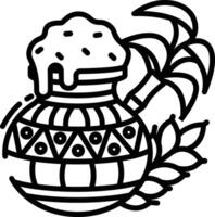 Pongal pot outline illustration vector