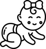 Baby crawling outline illustration vector