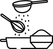 Flour whisking outline illustration vector