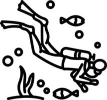 Scuba Diver outline illustration vector