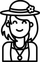 Tourist girl outline illustration vector