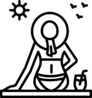 Lady sunbath outline illustration vector
