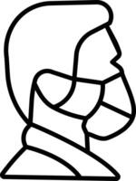 masculino con máscara contorno ilustración vector