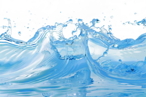 Water splashes and drops. Abstract background with blue water wave png