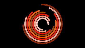 vibrant et dynamique logo animations avec coloré cercles et tourbillonne sur une noir arrière-plan, comprenant une unique conception avec le lettre c dans le milieu. parfait pour ajouter une toucher de la créativité à video