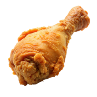 A piece of fried chicken is shown on a transparent background png
