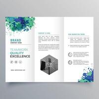 abstract grungy ink business trifold brochure layout template vector