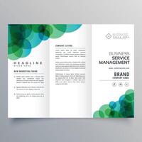 modern abstract green and blue circles business trifold brochure template vector