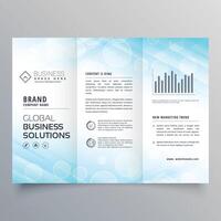 abstract blue trifold business brochure layout template design vector