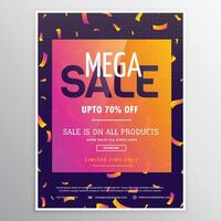 modern creative mega sale promotional banner template for advertising with colorful conffetti vector