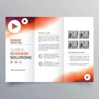 stylish trifold business brochure template made with orange ink vector