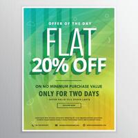 discount and sale brochure flyer poster template for advertising and promotion in green color vector