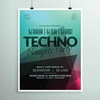 techno music party flyer brochure template in modern abstract style vector