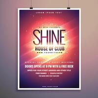 shine club music party flyer template with glowing background vector