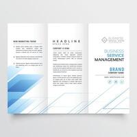 elegant blue business tri-fold brochure flyer design print template vector