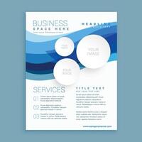 elegant blue wave business brochure flyer design template in A4 size vector
