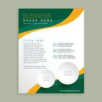 green and yellow wavy shape business brochure flyer layout template vector