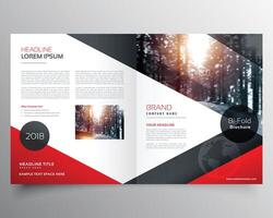 creative red and black bifold brochure or magazine cover page design template vector