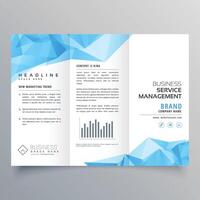 abstract blue geometric trifold brochure design template vector