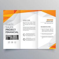 abstract orange trifold brochure design business template vector