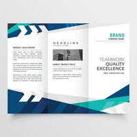 modern blue trifold business brochure design vector