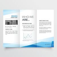 minimal blue trifold brochure layout background vector