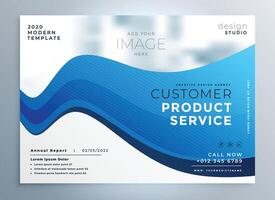 professional blue wave business brochure design vector