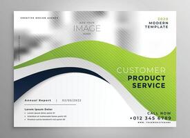 stylish green wave brochure design template vector