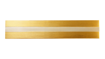 A roll of golden and white striped ribbon neatly coiled and placed on a transparent background png