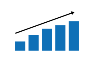 gradualmente crescente freccia e bar grafico silhouette icona. png