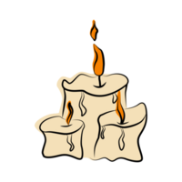 Burning candles in line style isolated. Flat Halloween icon. png