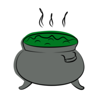 Halloween witches cauldron with a potion. Isolated icon of magical and pot. Flat or line style. png