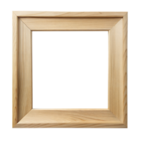 Square rustic wooden frame with a natural finish, perfect for displaying photos or artwork, set against a transparent backdrop png