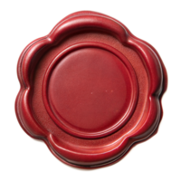 A red wax seal with a floral border design, centered on a transparent background, captured in a studio setting png