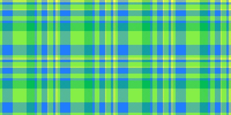 Production plaid fabric texture, hippie pattern tartan. Halloween background textile seamless check in green and blue colors.