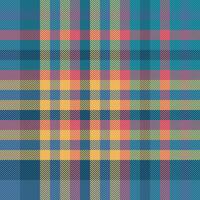 Tiny fabric check background, scratched textile tartan . Sketching seamless texture plaid pattern in cyan and amber colors. vector
