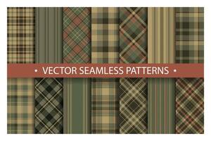 Set plaid pattern seamless. Tartan patterns fabric texture. Checkered geometric background. Scottish stripe blanket backdrop vector