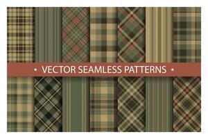 Set plaid pattern seamless. Tartan patterns fabric texture. Checkered geometric background. Scottish stripe blanket backdrop vector