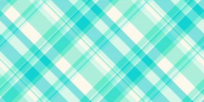 Merry seamless texture , asymmetric pattern fabric textile. Geometry check tartan plaid background in teal and sea shell colors. vector