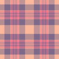 Madras textile background check, 1970s fabric pattern plaid. Structure seamless tartan texture in pastel and orange colors. vector