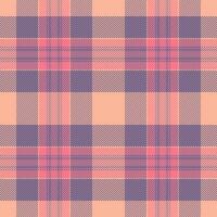 Madras textile background check, 1970s fabric pattern plaid. Structure seamless tartan texture in pastel and orange colors. vector