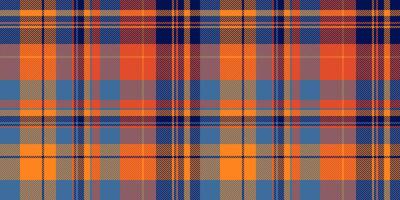 Hobby pattern background texture, outfit check seamless textile. Mid fabric tartan plaid in cyan and vivid tangerine colors. vector