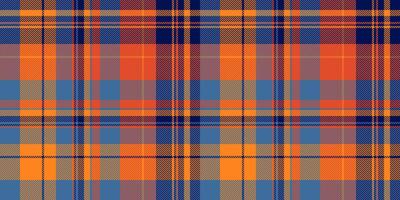 Hobby pattern background texture, outfit check seamless textile. Mid fabric tartan plaid in cyan and vivid tangerine colors. vector