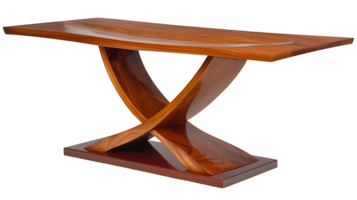 un de madera mesa con un curvo diseño png