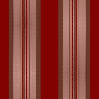 Random background lines, throw textile fabric texture. Sew stripe vertical seamless pattern in maroon and papaya whip colors. vector
