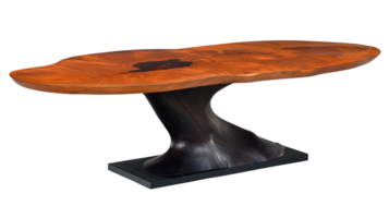 un grande de madera mesa con un negro base png