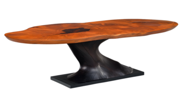 A large wooden table with a black base png
