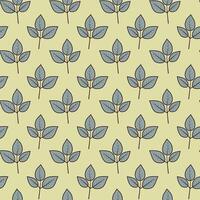 Hand drawn floral pattern design. Simple ornament with plant and leaf. vector