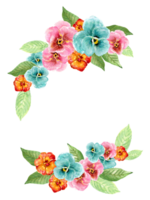 aquarelle pensée fleurir fleur salutations carte Cadre frontière bannière png